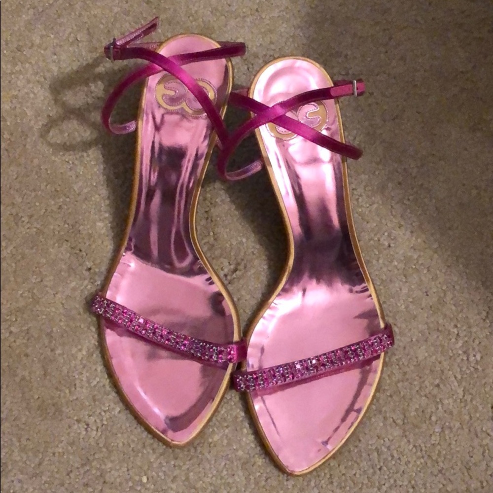 Escada pink heels with swarovski crystals
